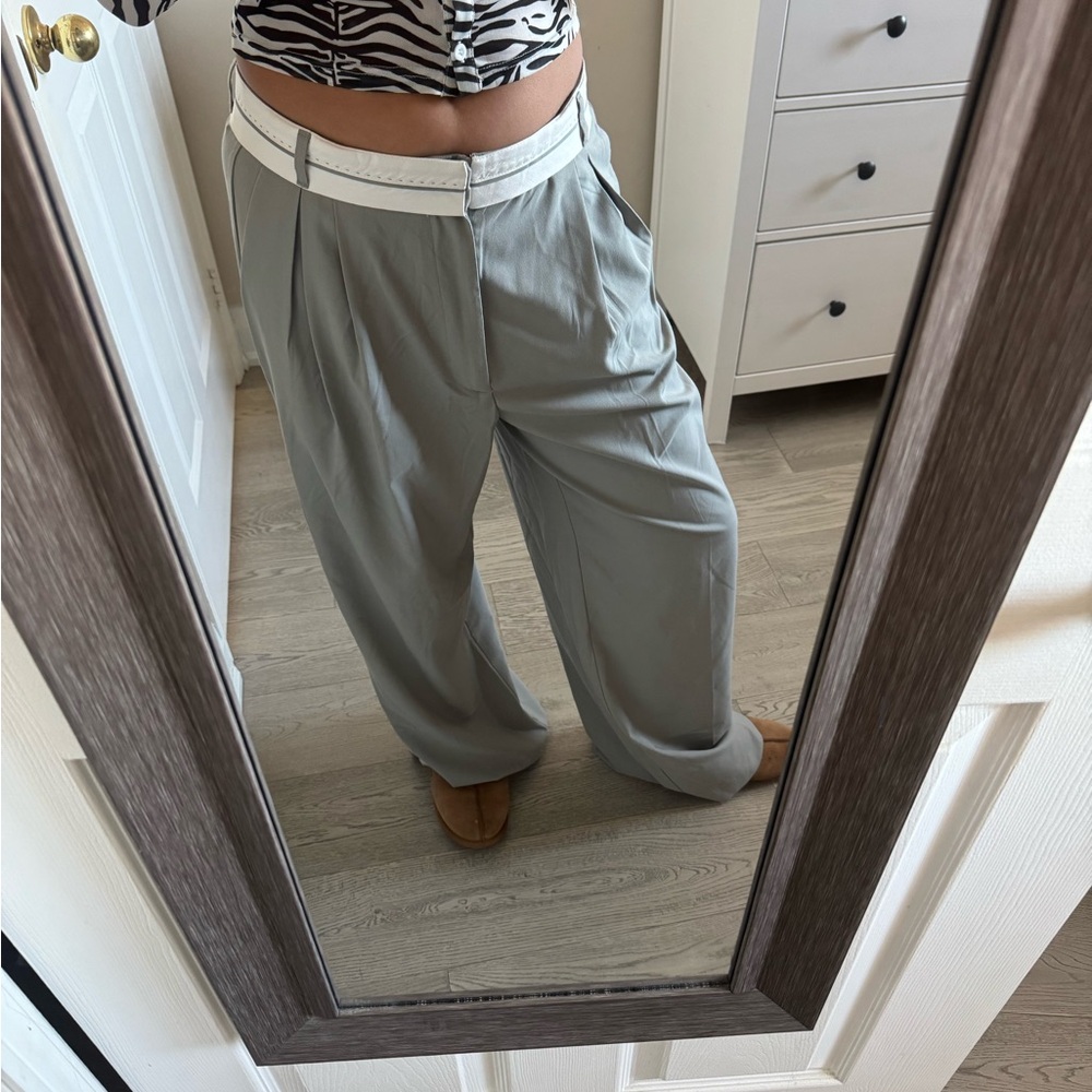 Zara Gray Trousers with White Trim